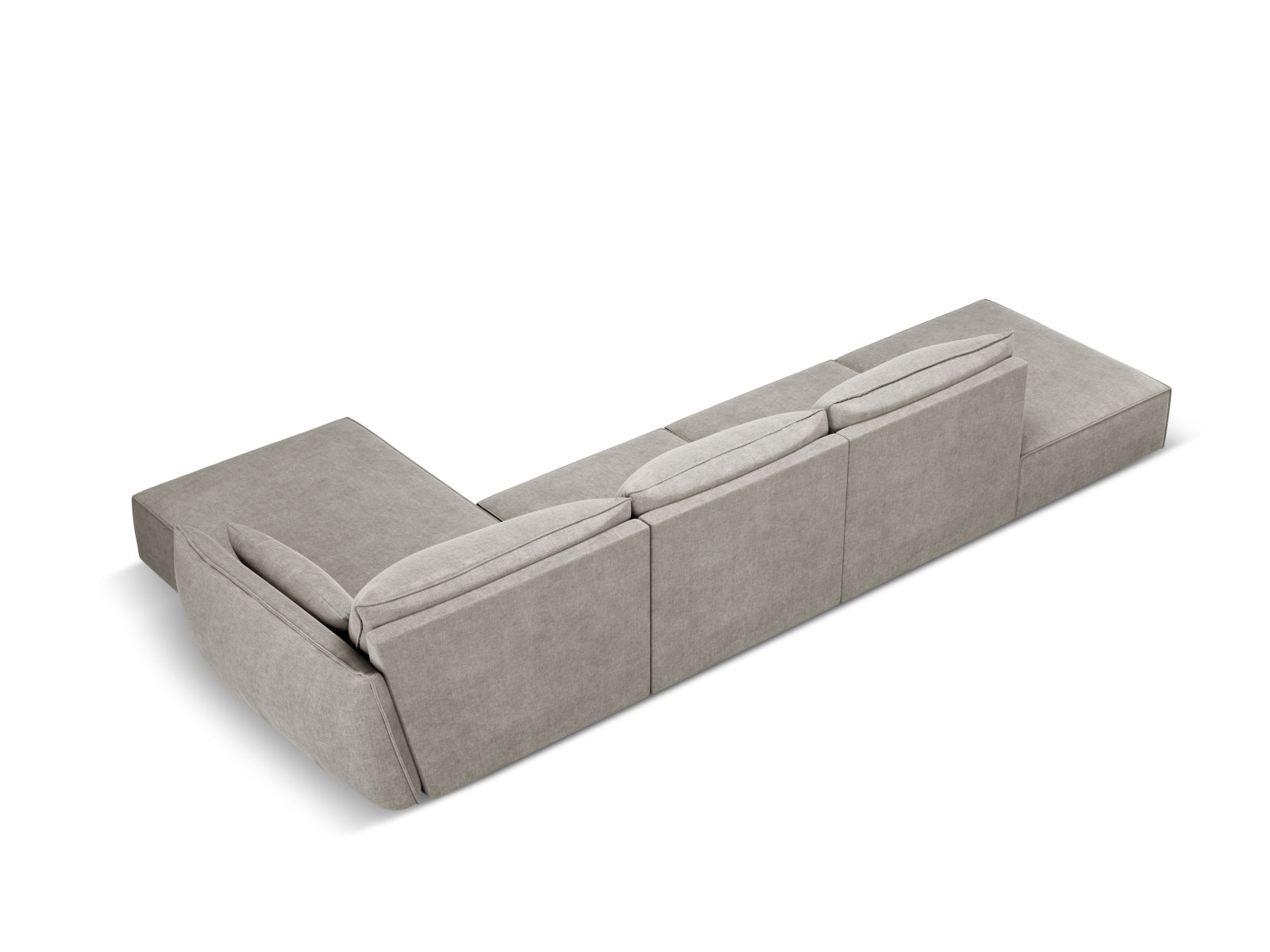 Elegantes Kaelle Ecksofa in hellem Grau, 5-Sitzer mit praktischer Bettfunktion, perfekt für stilvolle und funktionale Wohnräume.