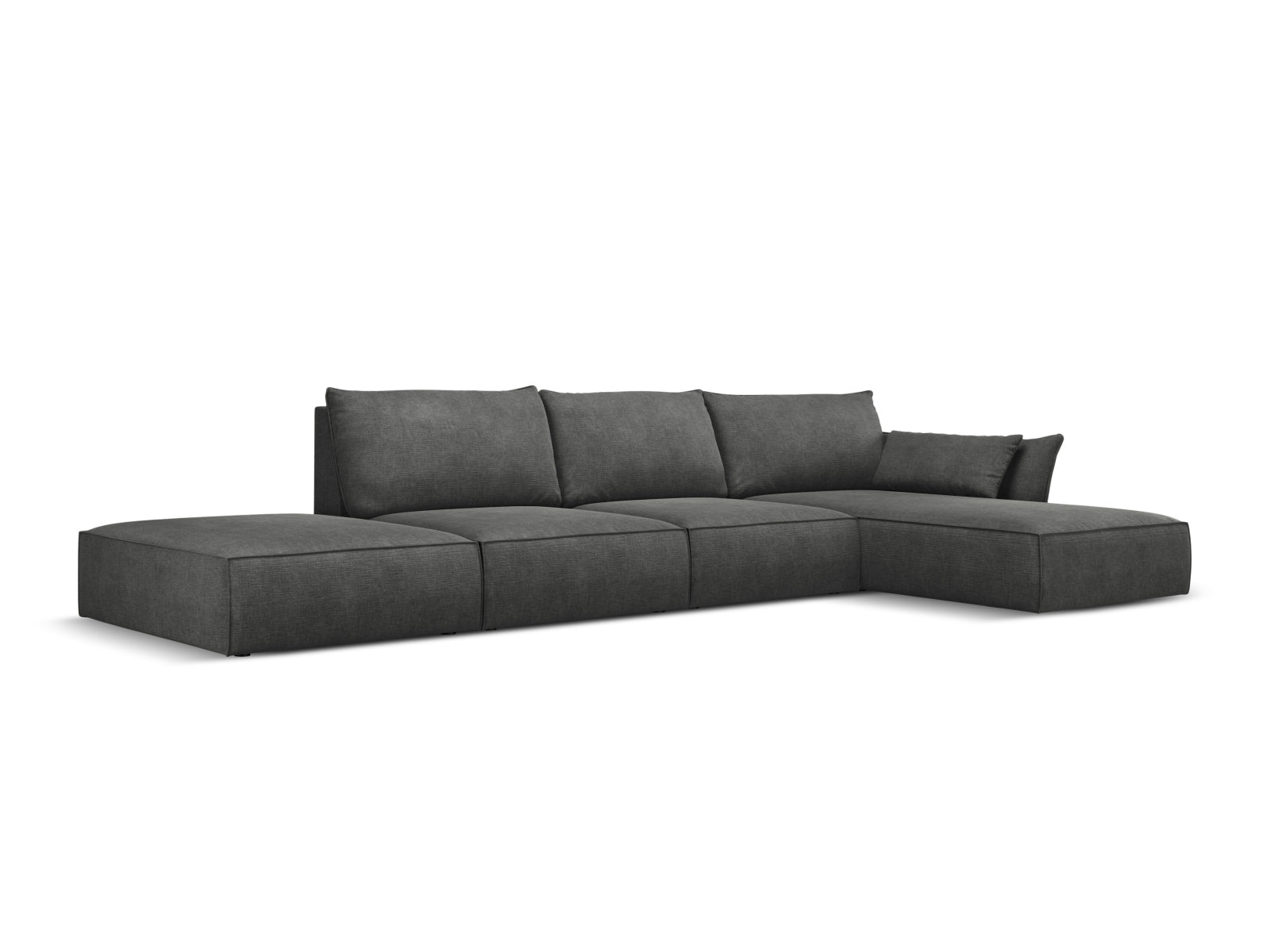 Stylisches Kaelle Ecksofa rechts, 5-Sitzer in Dunkelgrau, ideal als Bettsofa für modernen Wohnraum, von Micadoni.