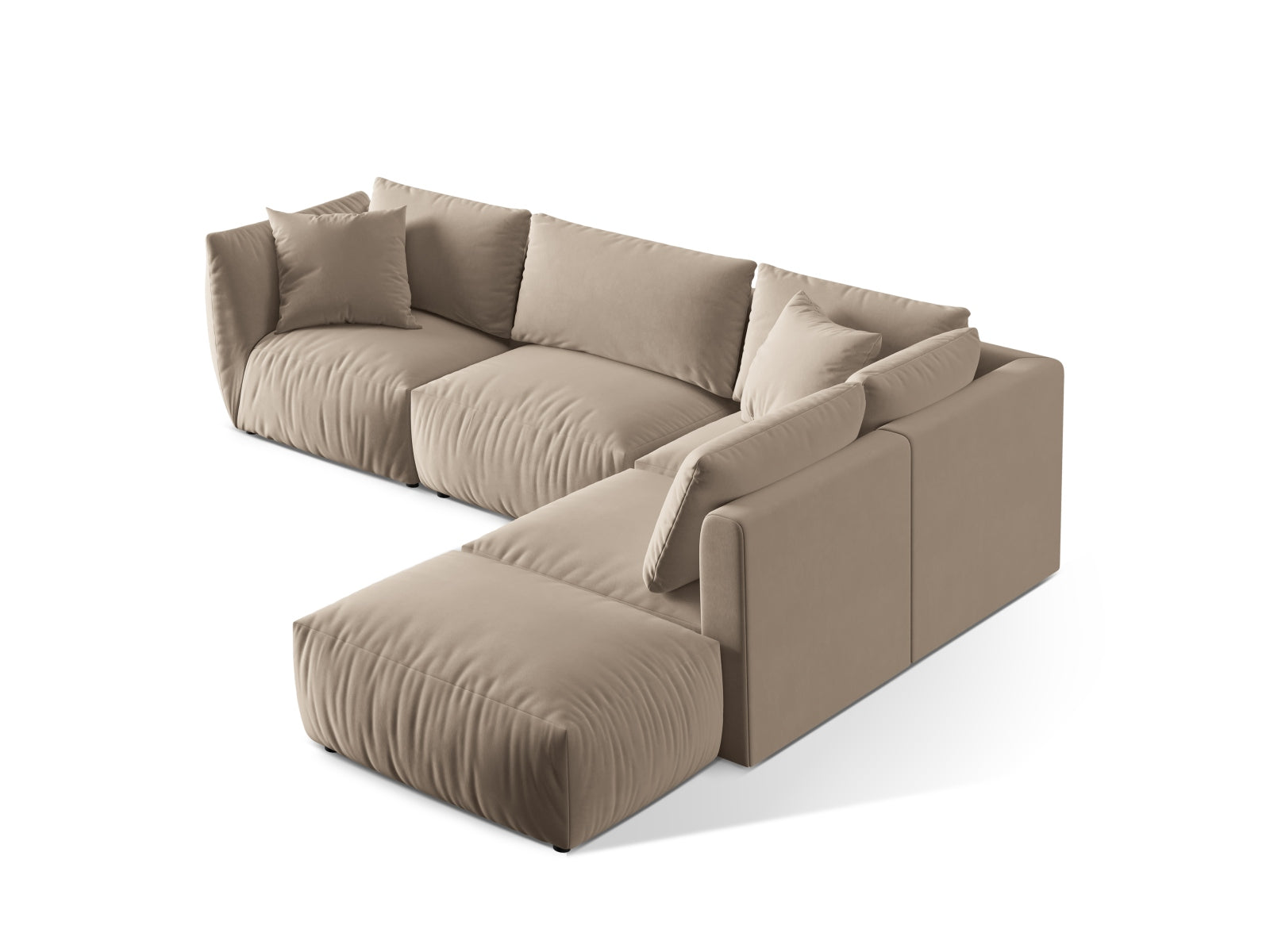 Chris Velour Modular Ecksofa rechts 4 Sitzer in Ecru-Casino präsentiert im Onlineshop von KAQTU Design AG. Ecksofa rechts ist von Micadoni