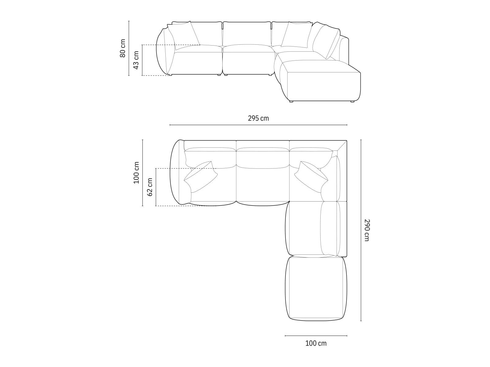 Chris Velour Modular Ecksofa rechts 4 Sitzer in Sand-Casino präsentiert im Onlineshop von KAQTU Design AG. Ecksofa rechts ist von Micadoni