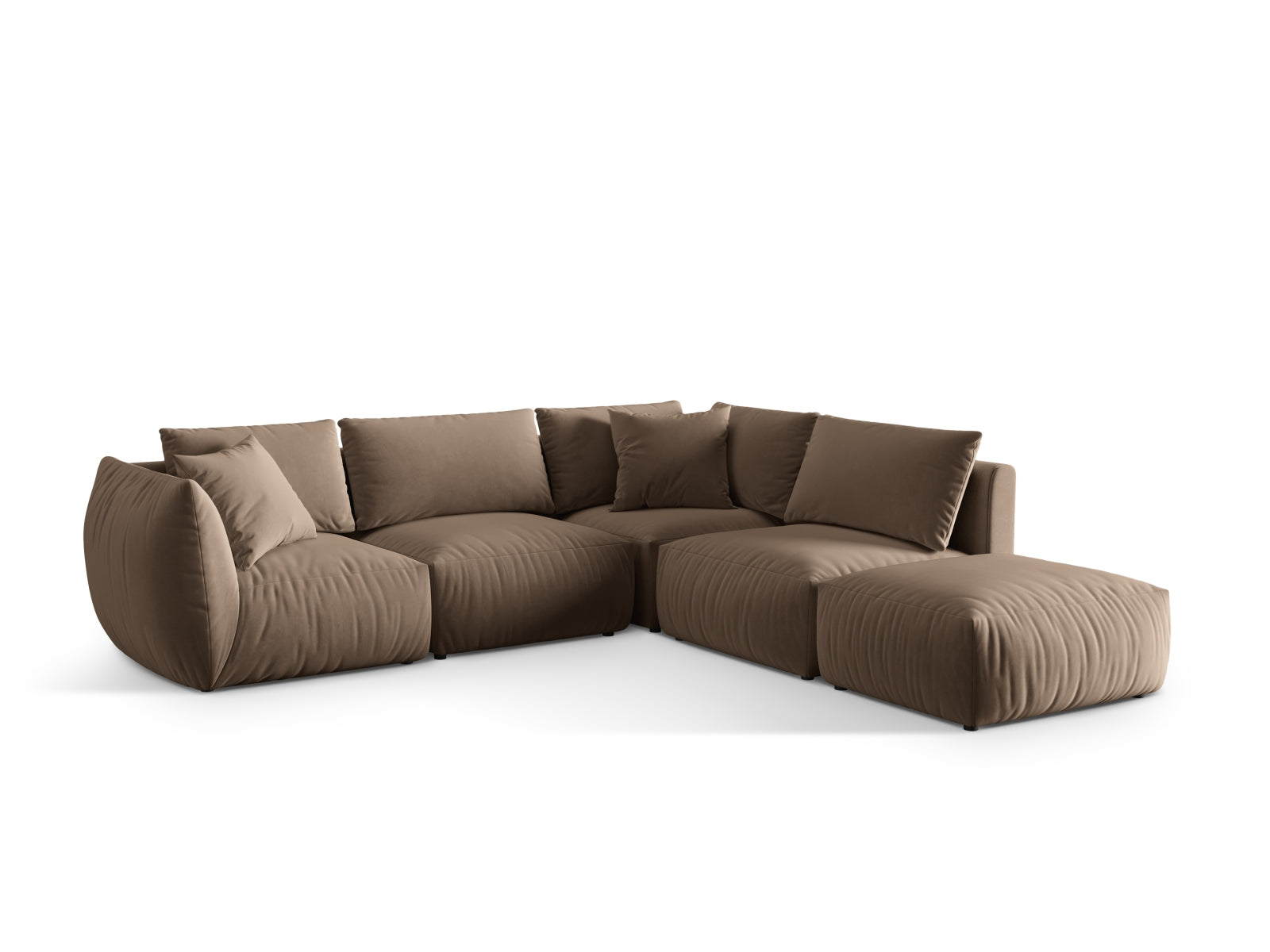 Chris Velour Modular Ecksofa rechts 4 Sitzer in Light Brown-Casino präsentiert im Onlineshop von KAQTU Design AG. Ecksofa rechts ist von Micadoni