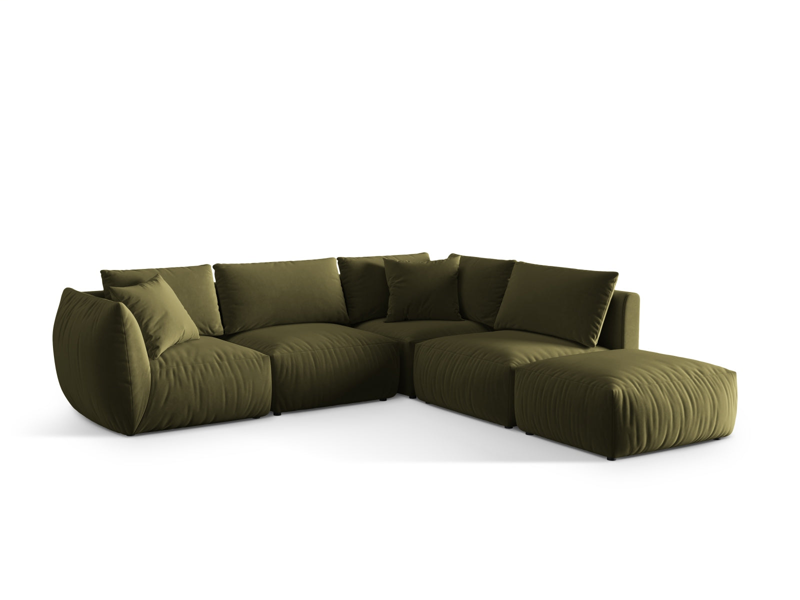 Chris Velour Modular Ecksofa rechts 4 Sitzer in Light Green-Casino präsentiert im Onlineshop von KAQTU Design AG. Ecksofa rechts ist von Micadoni