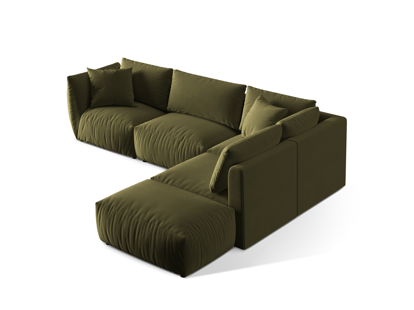 Chris Velour Modular Ecksofa rechts 4 Sitzer in Light Green-Casino präsentiert im Onlineshop von KAQTU Design AG. Ecksofa rechts ist von Micadoni