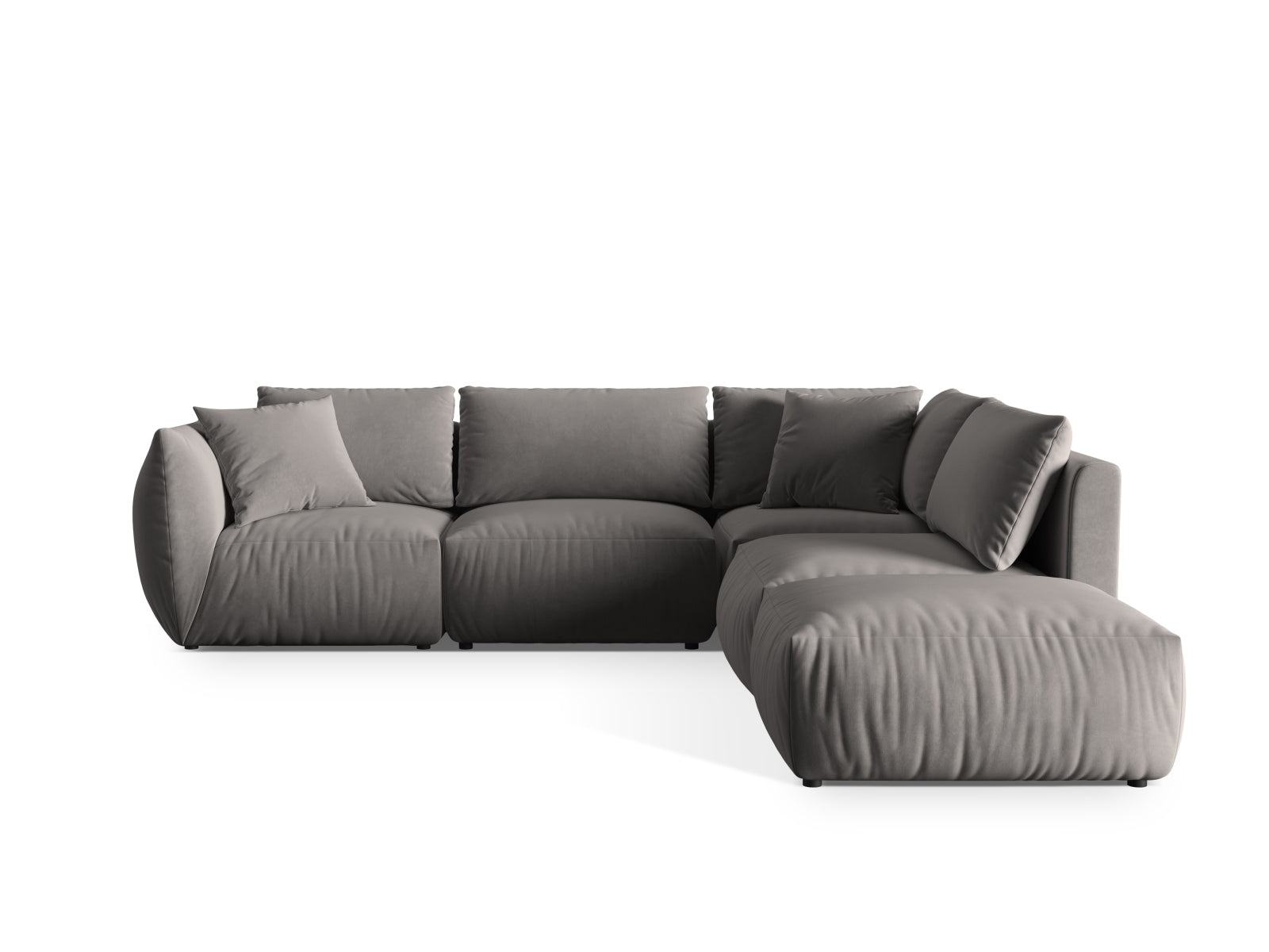 Chris Velour Modular Ecksofa rechts 4 Sitzer in Grey-Casino präsentiert im Onlineshop von KAQTU Design AG. Ecksofa rechts ist von Micadoni