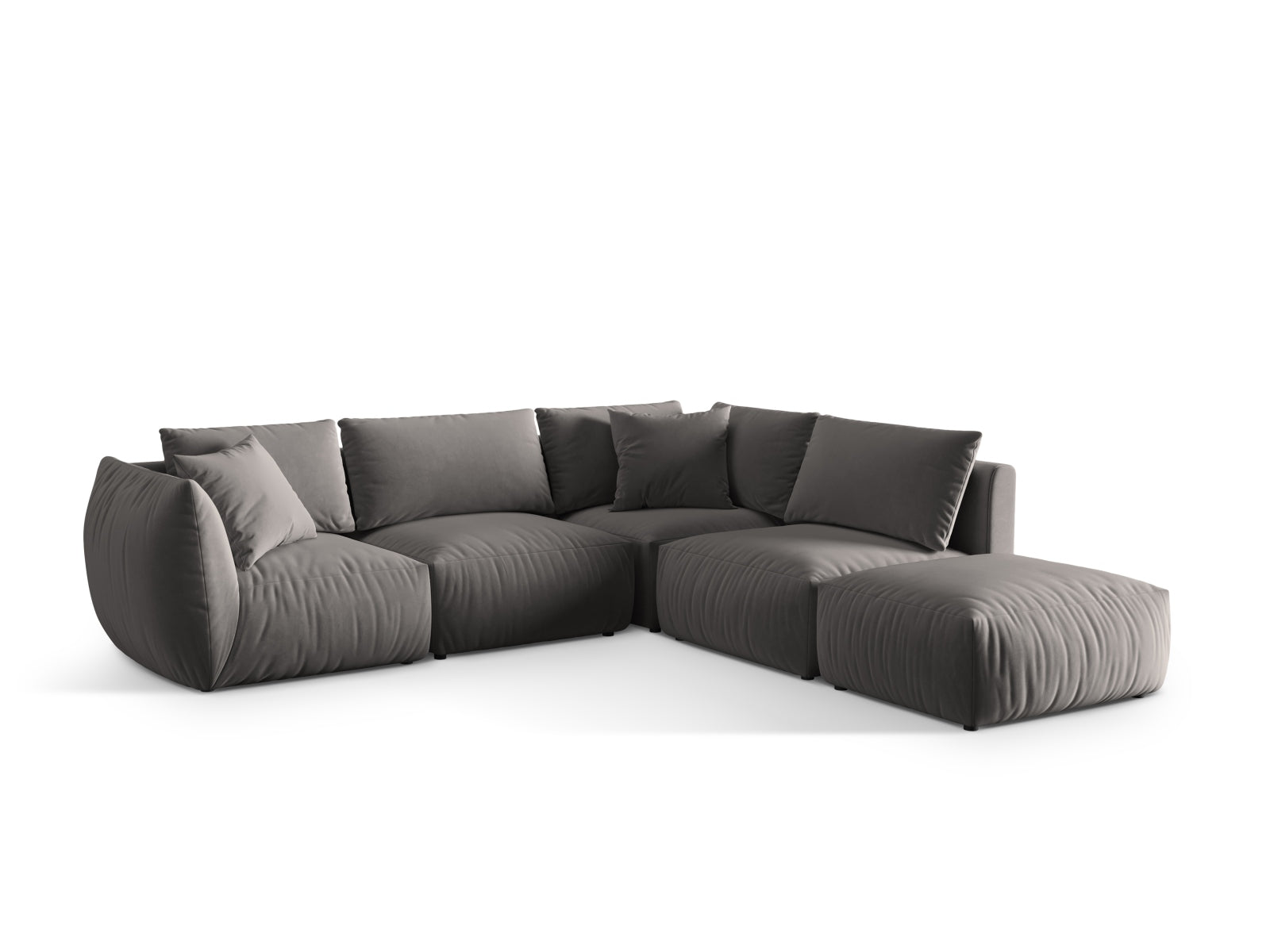 Erleben Sie das Chris Velour Modular Ecksofa rechts von Micadoni – ein stilvolles 4-Sitzer Sofa, das Komfort und modernes Design perfekt kombiniert!