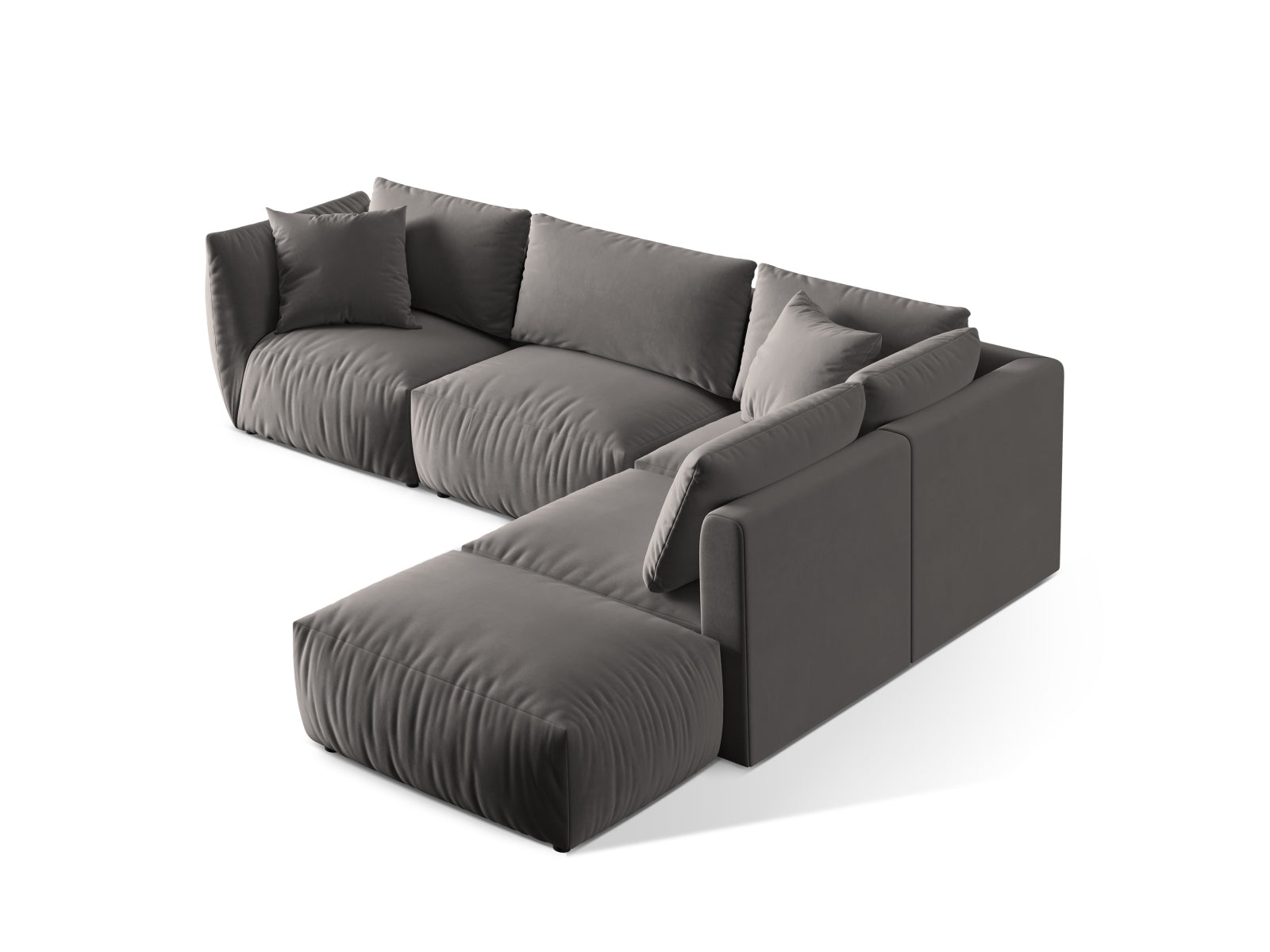 Chris Velour Modular Ecksofa rechts 4 Sitzer in Grey-Casino präsentiert im Onlineshop von KAQTU Design AG. Ecksofa rechts ist von Micadoni