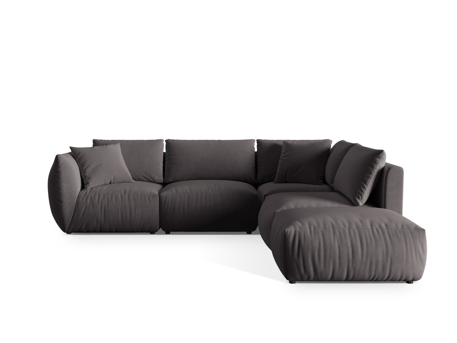 Chris Velour Modular Ecksofa rechts 4 Sitzer in Dark Grey präsentiert im Onlineshop von KAQTU Design AG. Ecksofa rechts ist von Micadoni
