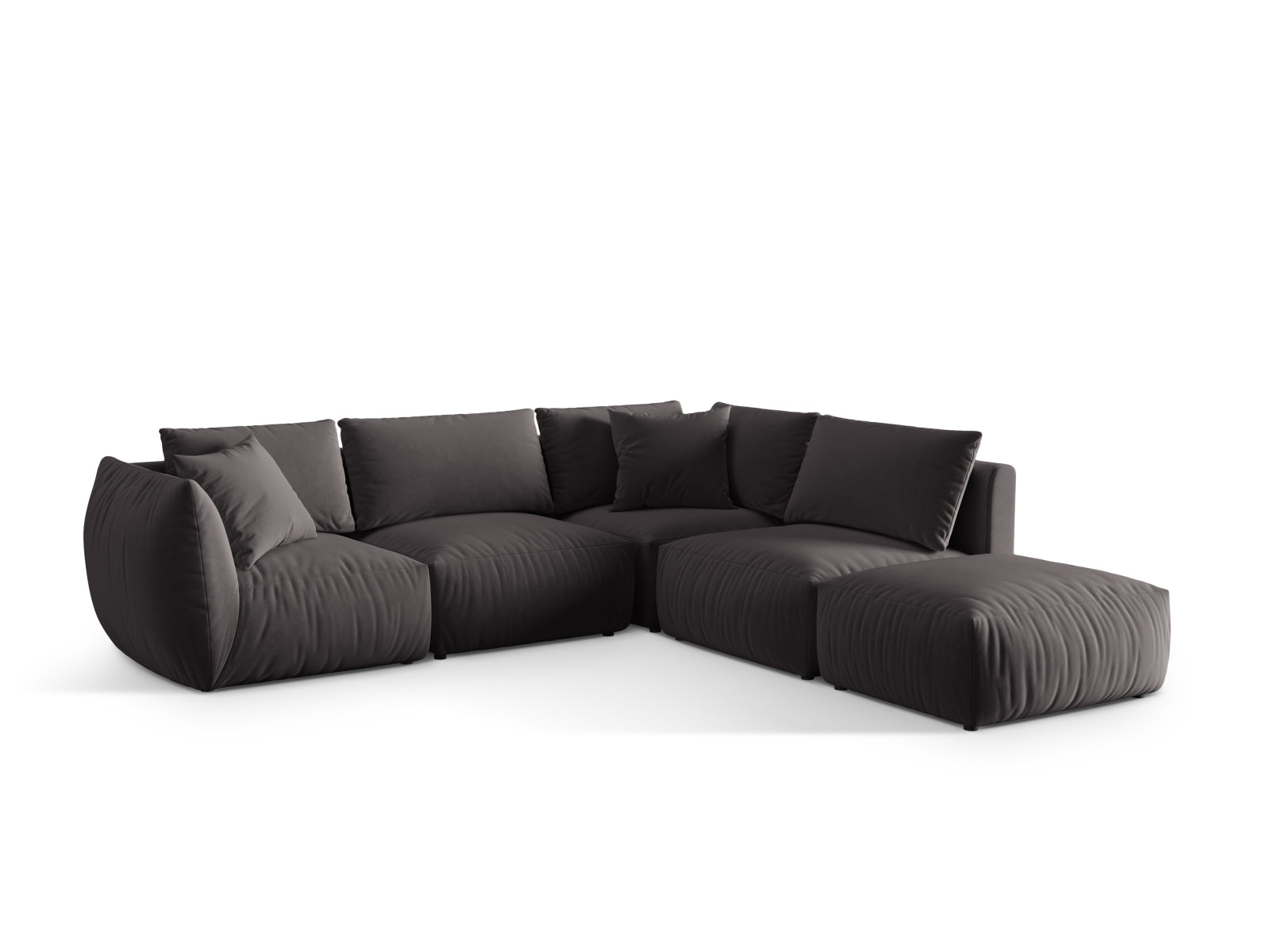 Chris Velour Modular Ecksofa rechts 4 Sitzer in Dark Grey-Casino präsentiert im Onlineshop von KAQTU Design AG. Ecksofa rechts ist von Micadoni