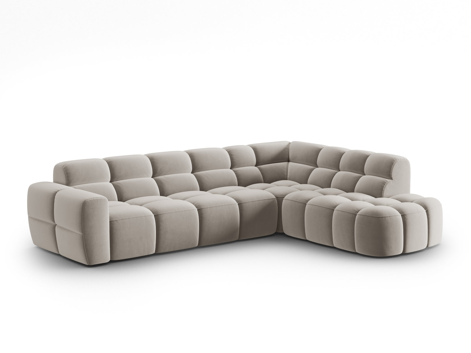 Entdecken Sie das elegante Lisa Velour Ecksofa rechts von Micadoni. Dieses 5-Sitzer Sofa bietet perfekten Komfort und zeitgemässes Design für Ihr Zuhause.