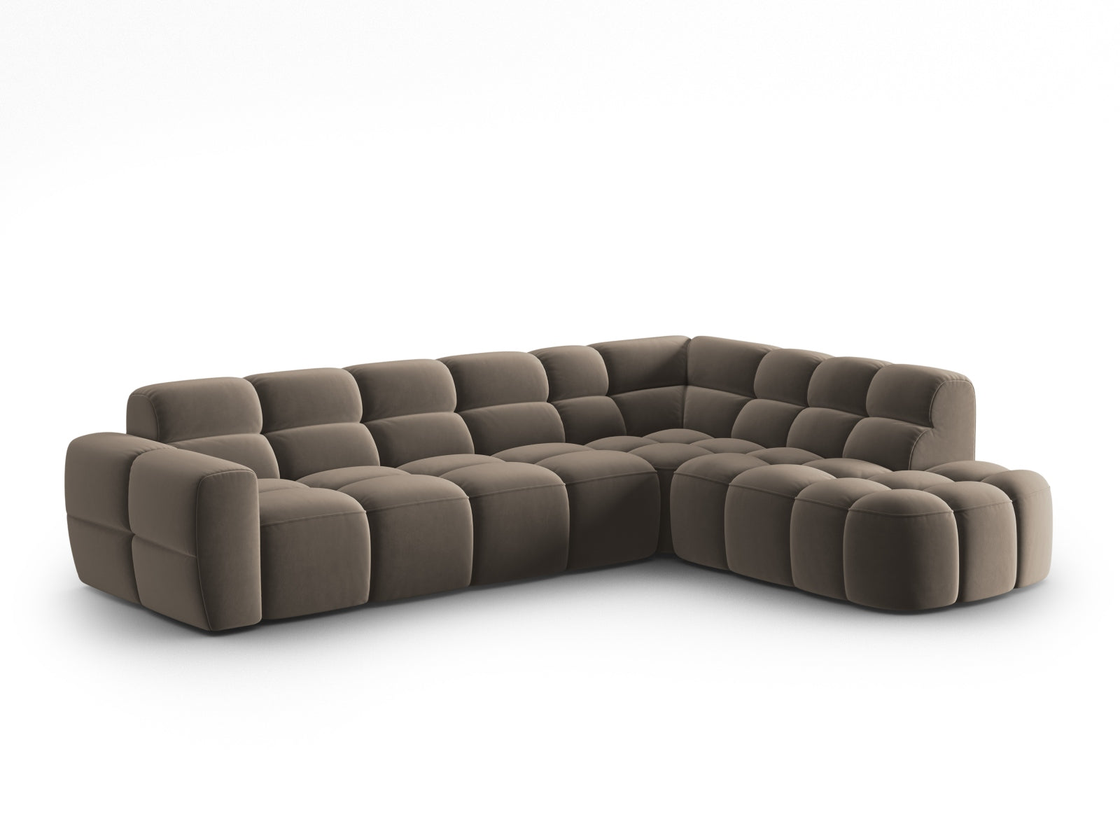 Entdecken Sie das elegante Lisa Velour Ecksofa rechts von Micadoni. Dieses 5-Sitzer Sofa bietet perfekten Komfort und stilvolles Design für Ihr Zuhause.