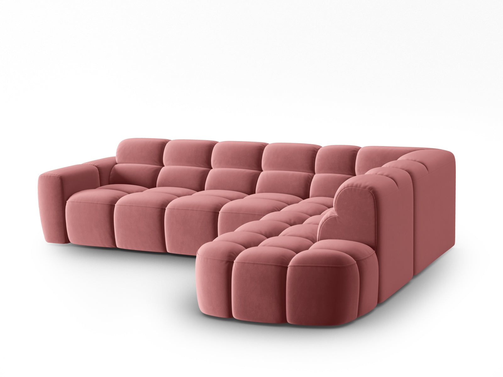 Erleben Sie das stilvolle Lisa Velour Ecksofa rechts von Micadoni. Dieses 5-Sitzer Sofa vereint modernen Komfort und elegantes Design für Ihr Wohnzimmer.