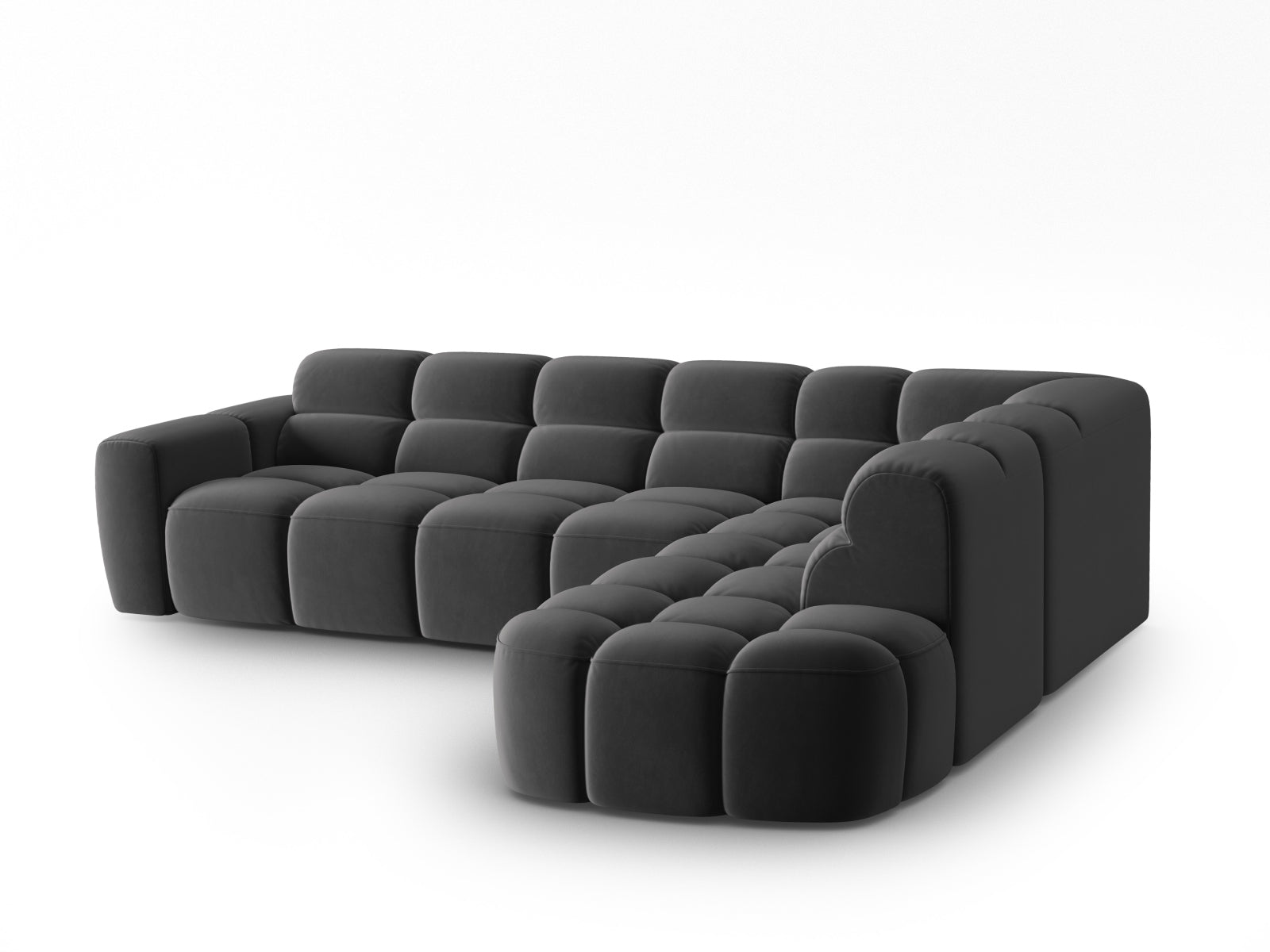 Erleben Sie das stilvolle Lisa Velour Ecksofa rechts von Micadoni. Dieses 5-Sitzer Sofa vereint modernen Komfort und elegantes Design für Ihr Wohnzimmer.