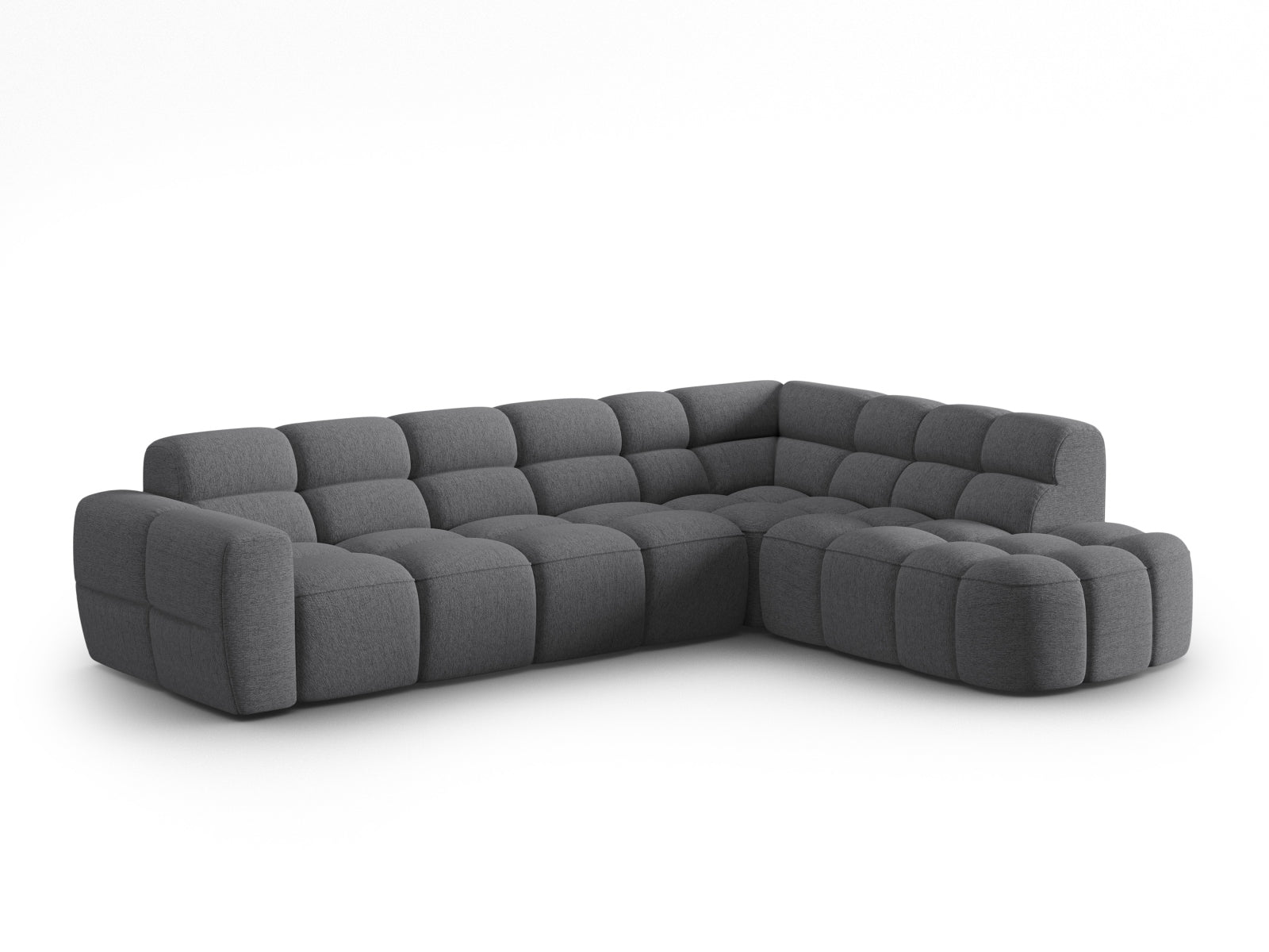 Entdecken Sie das elegante Lisa Ecksofa rechts 5 Sitzer von Micadoni. Hochwertiger Velours, grosszügiger Platz und modernes Design für Ihr Wohnzimmer.