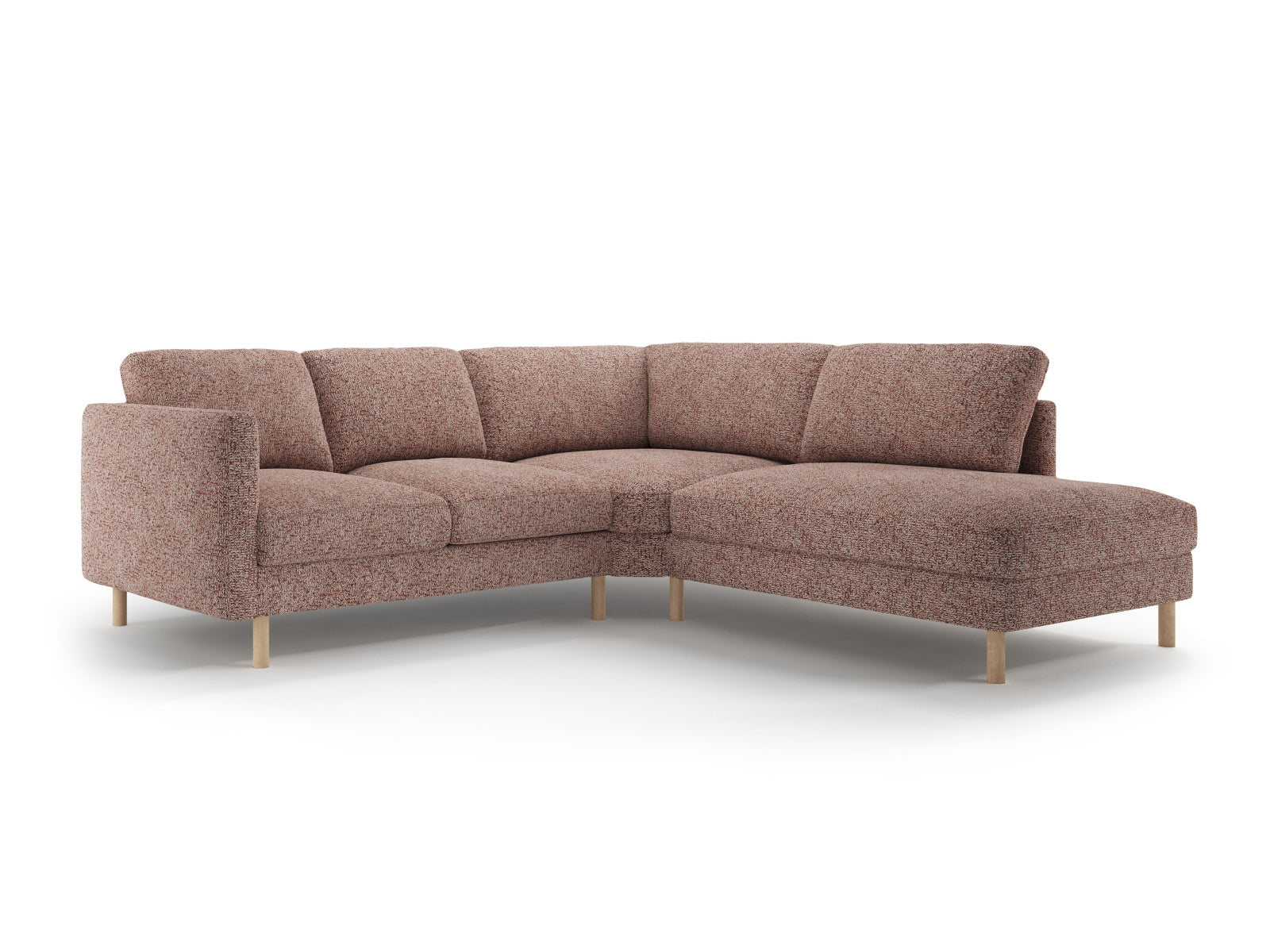 Modernes Eden Ecksofa rechts, 4-Sitzer in zartem Pink Melange, ideal für gemütliche und stilvolle Wohnräume.