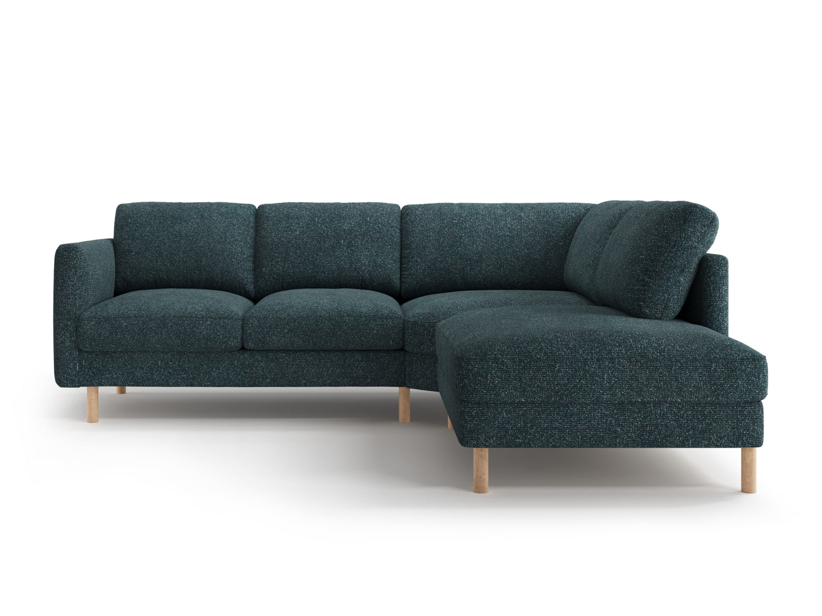 Stylisches Eden Ecksofa rechts von Micadoni, 4-Sitzer in ansprechendem Green Blue Melange, perfekt für stilvolle Wohnräume.