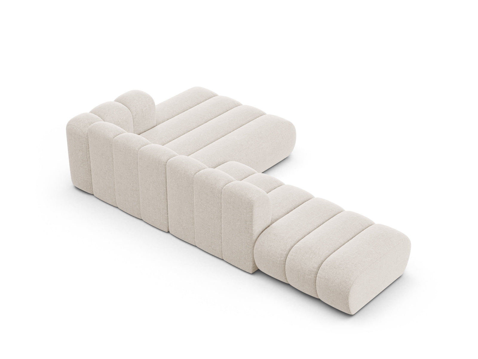 Elegantes 5-Sitzer Ecksofa Lupine Modular Open rechts in hellem Beige, ideal für entspannte Stunden und stilvolle Einrichtung.