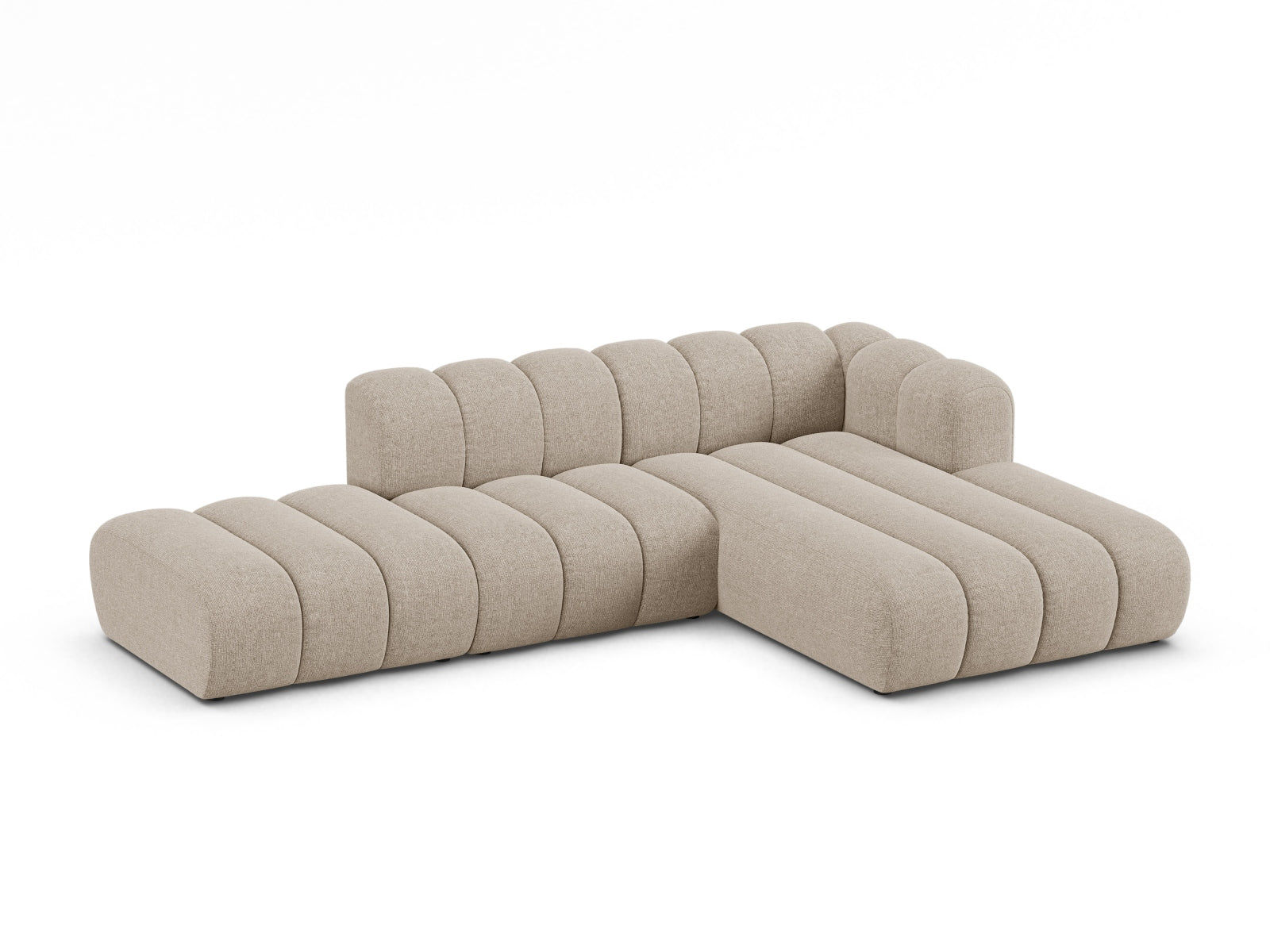Elegantes Lupine Modular Open Ecksofa rechts, 5 Sitzer in stilvollem Dark Beige-Eden, ideal für moderne Wohnräume.