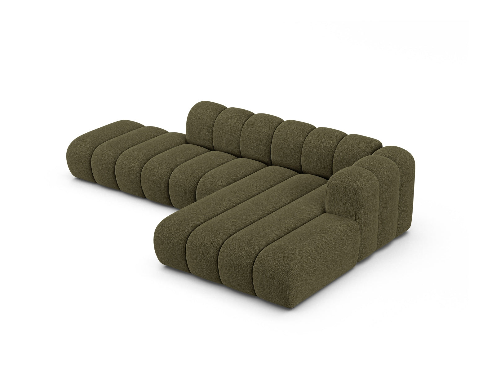 Modulares Ecksofa von Micadoni, 5-Sitzer in trendigem Green-Eden, perfekt für stilvolle und komfortable Wohnbereiche.