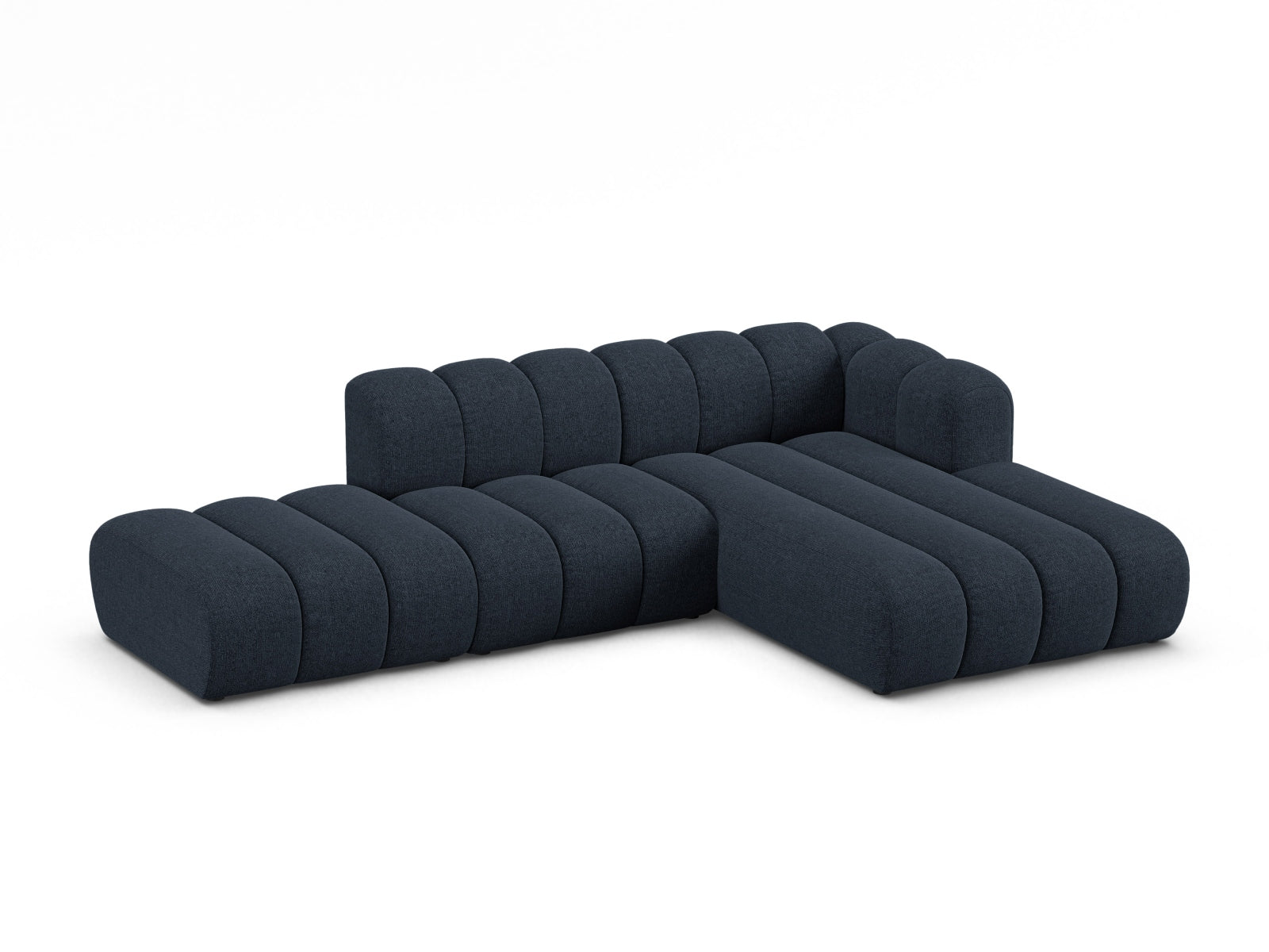 Elegantes Lupine Modular Open Ecksofa rechts, 5-Sitzer in Navy Blue-Eden, ideal für stilvolle Wohnräume, erhältlich bei KAQTU Design AG.