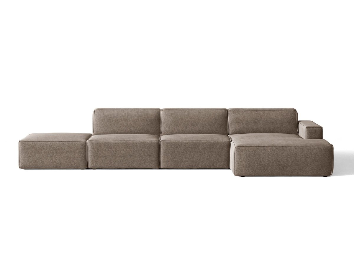 Modulares Ecksofa Jodie von Micadoni mit Stoffbezug, Holzrahmen und niedrigen schwarzen Beinen