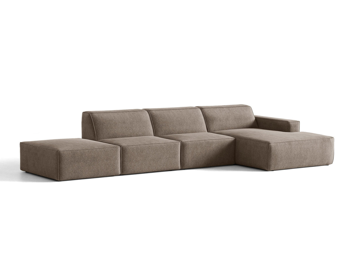 Modulares Ecksofa Jodie von Micadoni mit Stoffbezug, Holzrahmen und niedrigen schwarzen Beinen