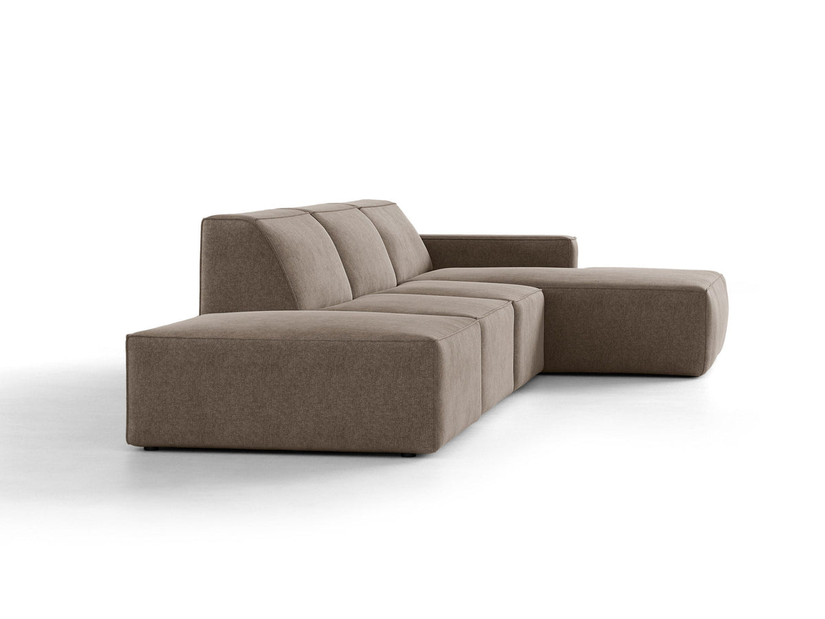 Modulares Ecksofa Jodie von Micadoni mit Stoffbezug, Holzrahmen und niedrigen schwarzen Beinen