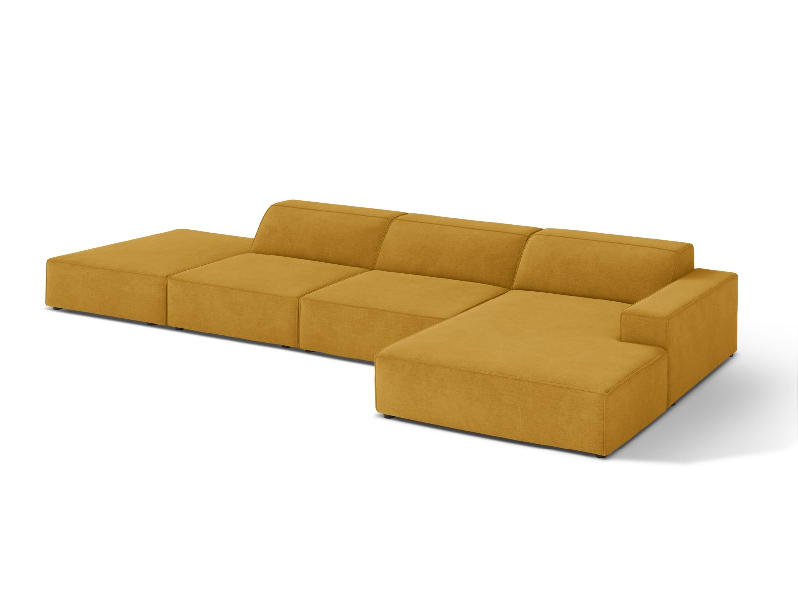 Modernes 5-Sitzer Ecksofa Jodie in ansprechendem Gelb, ideal für gemütliche Wohnzimmer und entspannte Abende, erhältlich bei Micadoni.