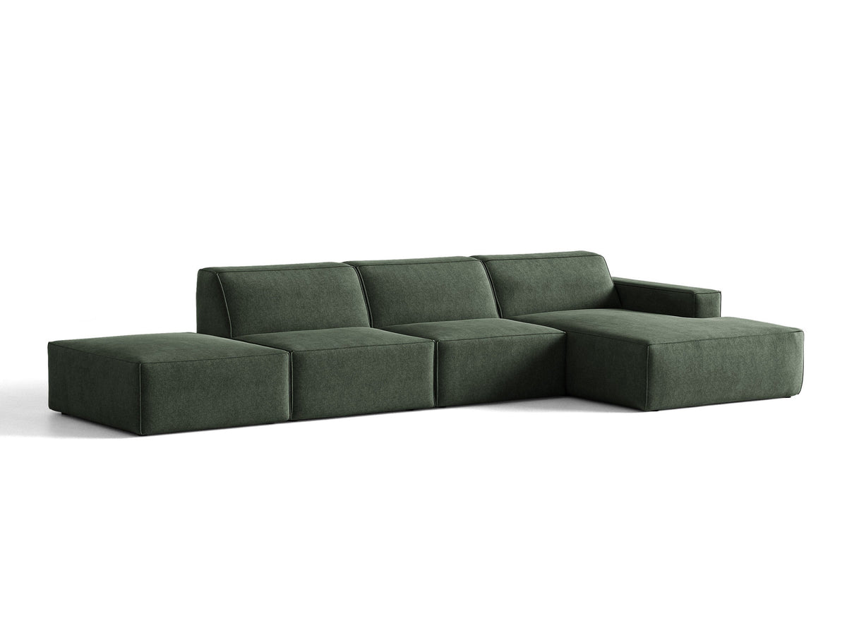 Modulares Ecksofa Jodie von Micadoni mit Stoffbezug, Holzrahmen und niedrigen schwarzen Beinen