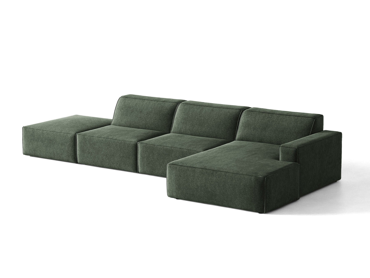 Modulares Ecksofa Jodie von Micadoni mit Stoffbezug, Holzrahmen und niedrigen schwarzen Beinen