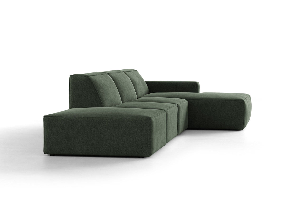 Modulares Ecksofa Jodie von Micadoni mit Stoffbezug, Holzrahmen und niedrigen schwarzen Beinen
