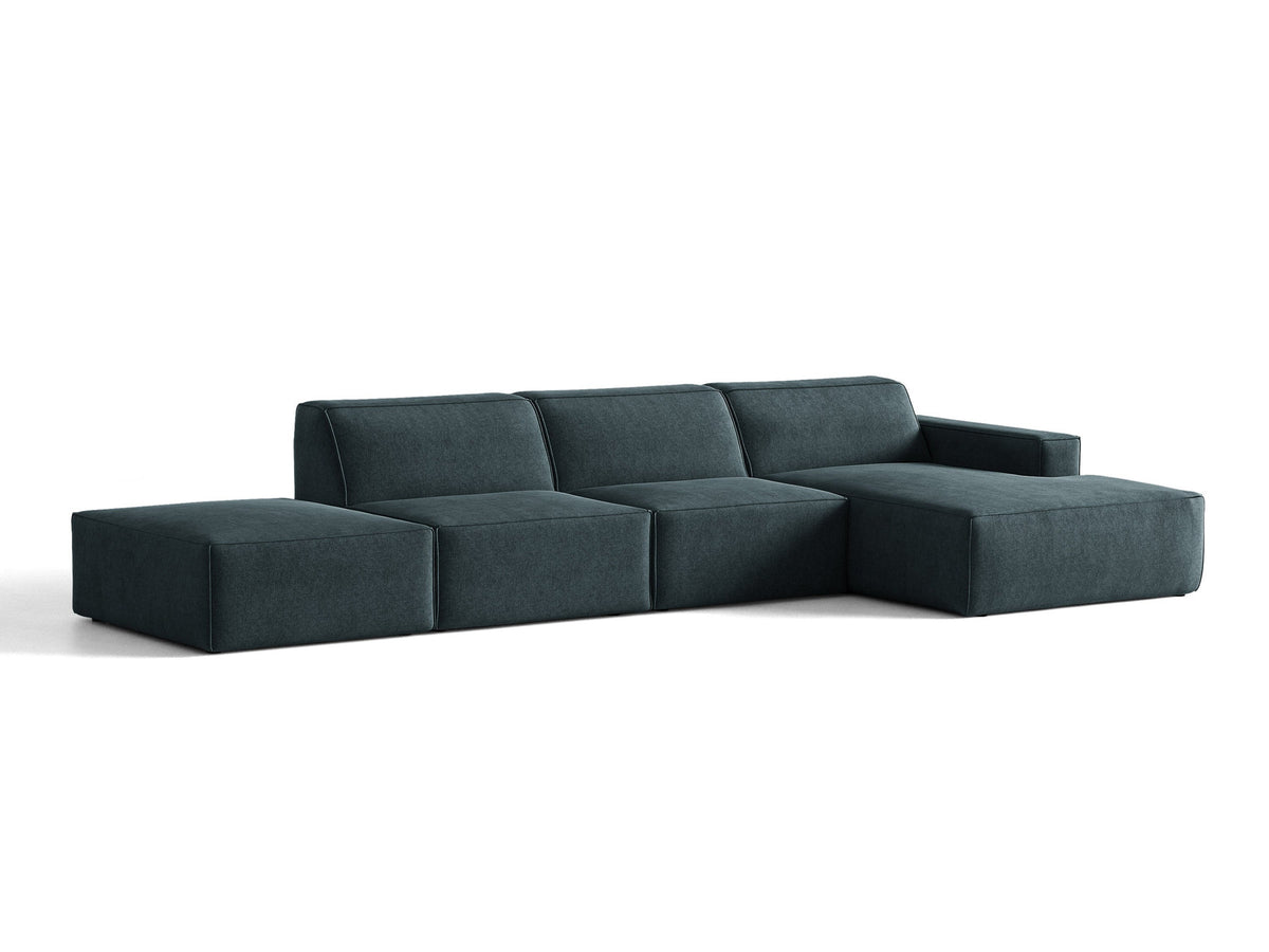 Modulares Ecksofa Jodie von Micadoni mit Stoffbezug, Holzrahmen und niedrigen schwarzen Beinen
