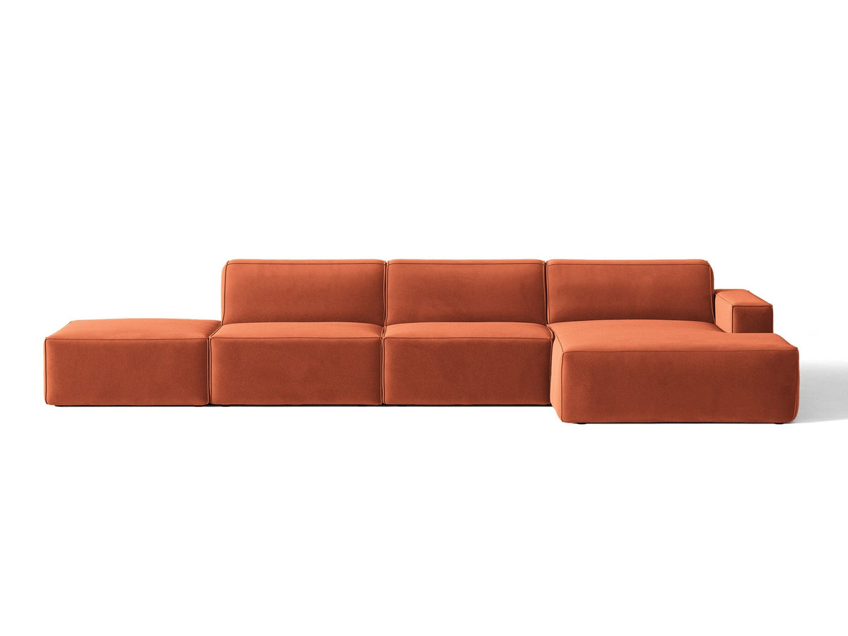 Modulares Ecksofa Jodie von Micadoni mit Stoffbezug, Holzrahmen und niedrigen schwarzen Beinen