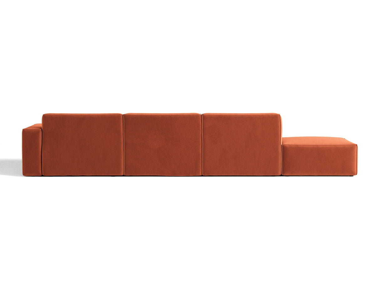 Ecksofa rechts Jodie von Micadoni in Leichtes beige mit Samtstoff-Bezug Venus, modulare Bauweise und schwarzen Kunststoffbeinen.