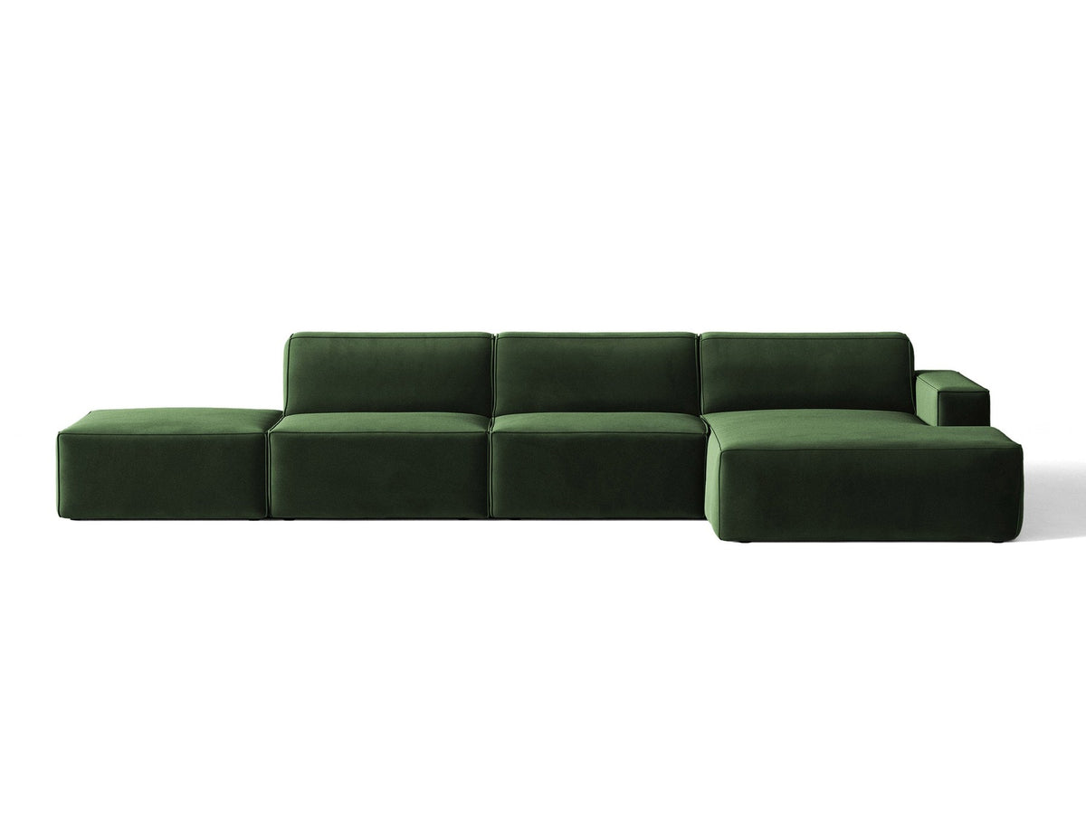 Modulares Ecksofa Jodie von Micadoni mit Stoffbezug, Holzrahmen und niedrigen schwarzen Beinen