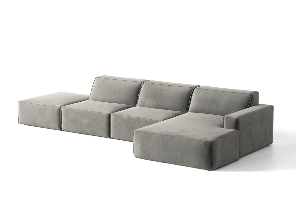 Modulares Ecksofa Jodie von Micadoni mit Stoffbezug, Holzrahmen und niedrigen schwarzen Beinen