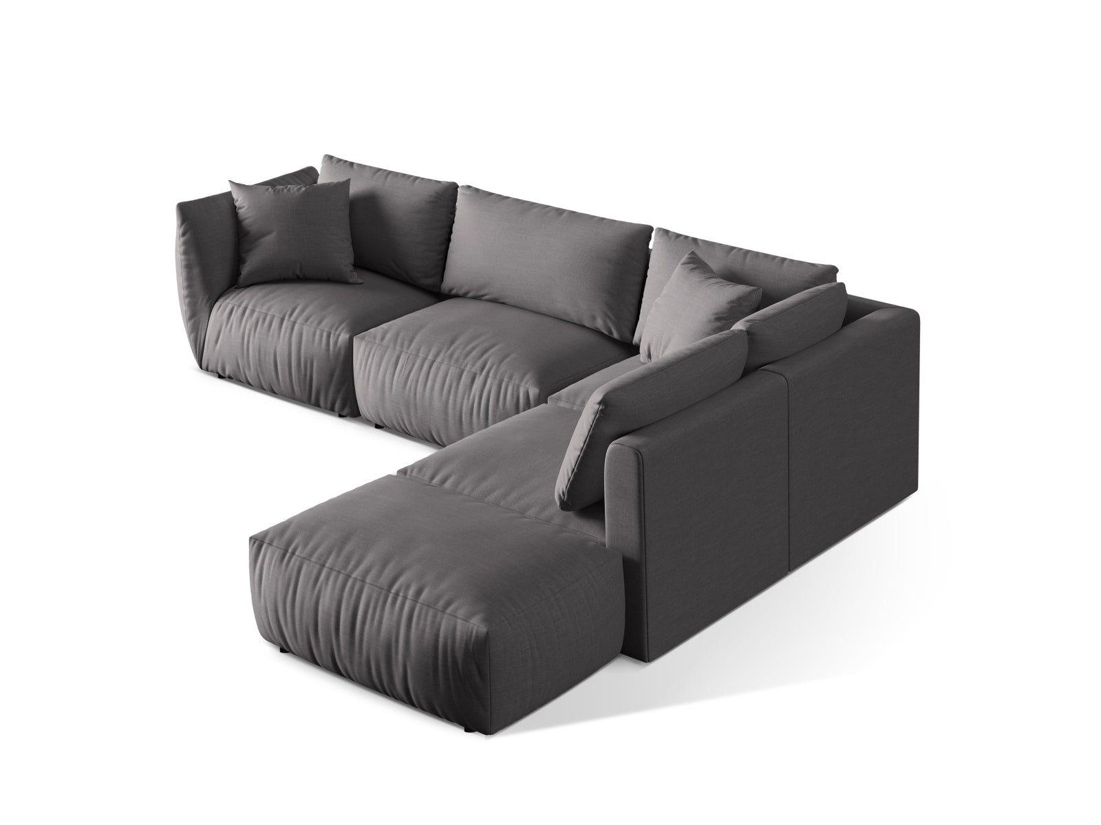 Modernes Chris Modular Ecksofa rechts, 4-Sitzer in warmen Sandnuancen, ideal für gemütliche und stilvolle Wohnräume.