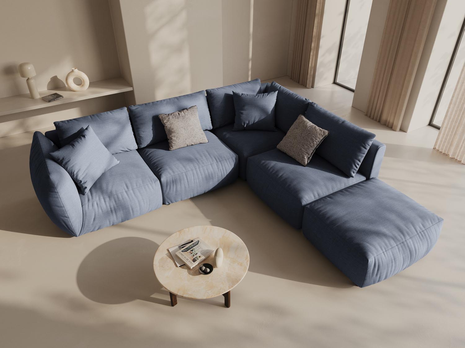 Stylisches Chris Modular Ecksofa rechts, 4-Sitzer in sanftem Lichtgrün, ideal für moderne Wohnräume und gemütliche Abende.