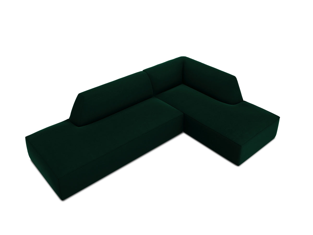 Ruby Velour modulares Ecksofa Open end rechts 4 Sitzer in Bottle Green-Salvador präsentiert im Onlineshop von KAQTU Design AG. L-Sofa rechts ist von Micadoni