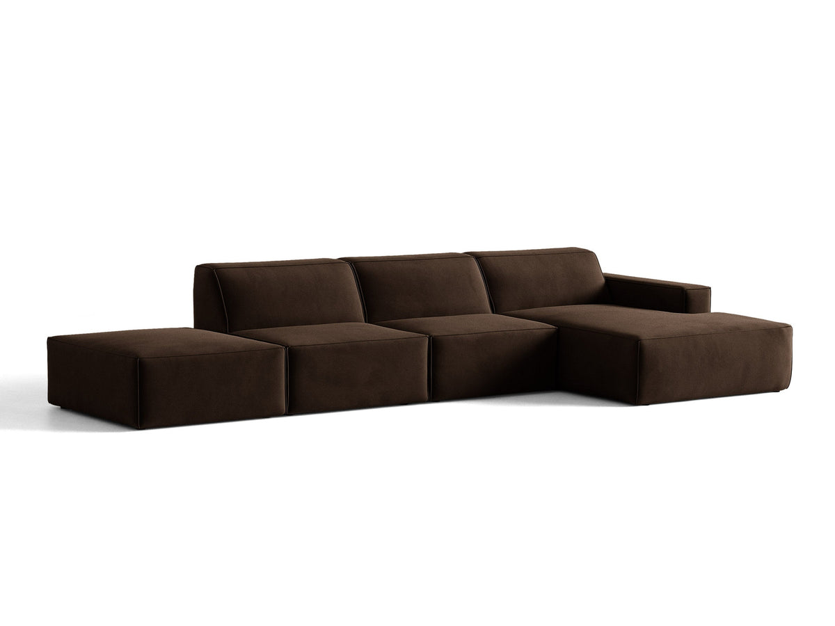 Modulares Ecksofa Jodie von Micadoni mit Stoffbezug, Holzrahmen und niedrigen schwarzen Beinen