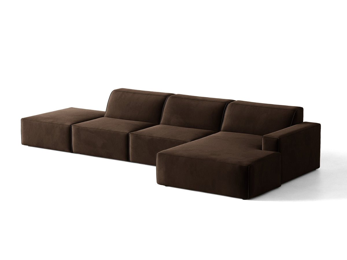 Modulares Ecksofa Jodie von Micadoni mit Stoffbezug, Holzrahmen und niedrigen schwarzen Beinen