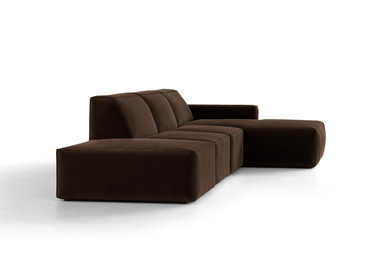 Modulares Ecksofa Jodie von Micadoni mit Stoffbezug, Holzrahmen und niedrigen schwarzen Beinen