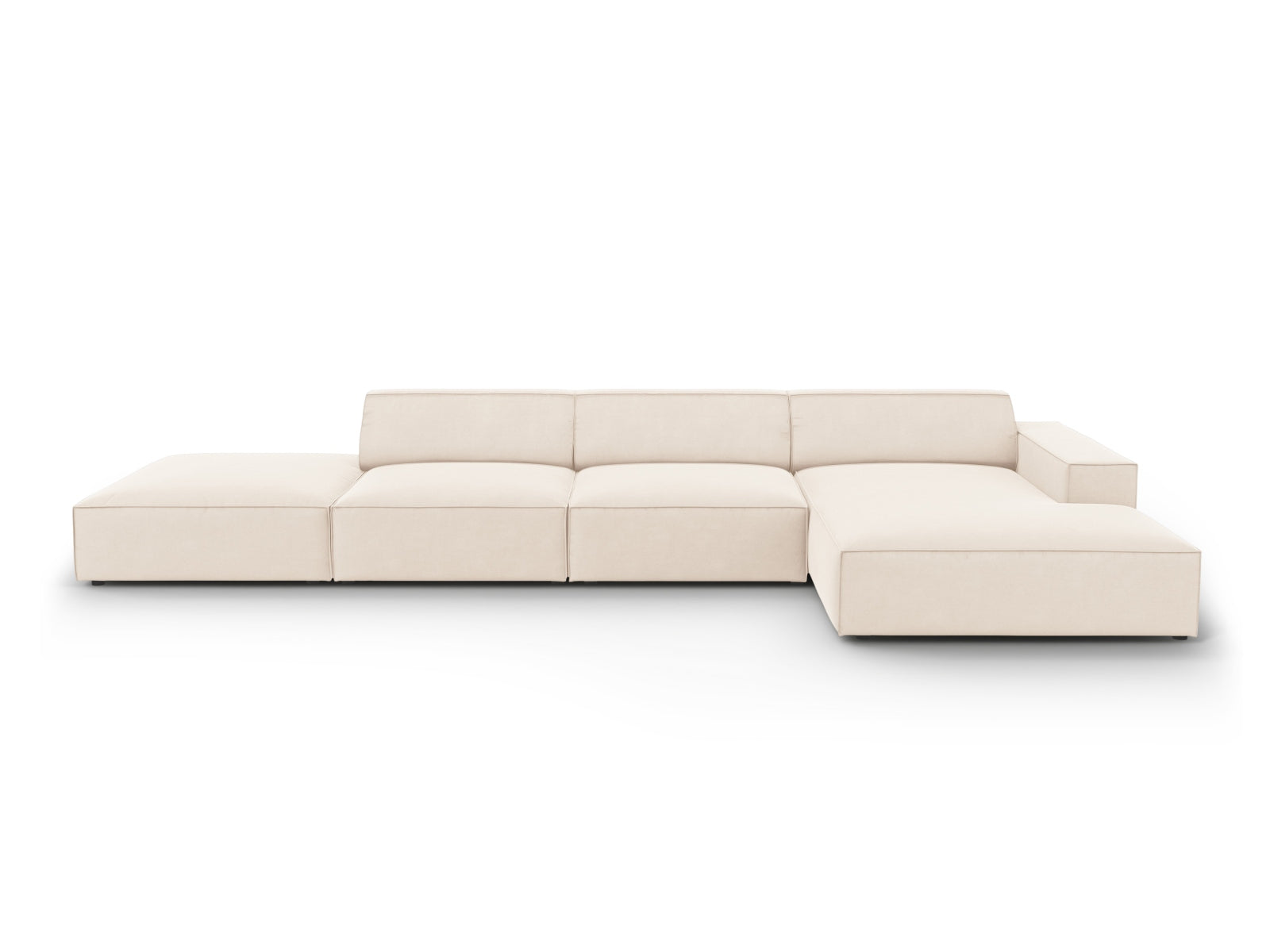 Jodie Velour modulares Ecksofa rechts 5 Sitzer in Light Beige-Bluvel präsentiert im Onlineshop von KAQTU Design AG. L-Sofa rechts ist von Micadoni