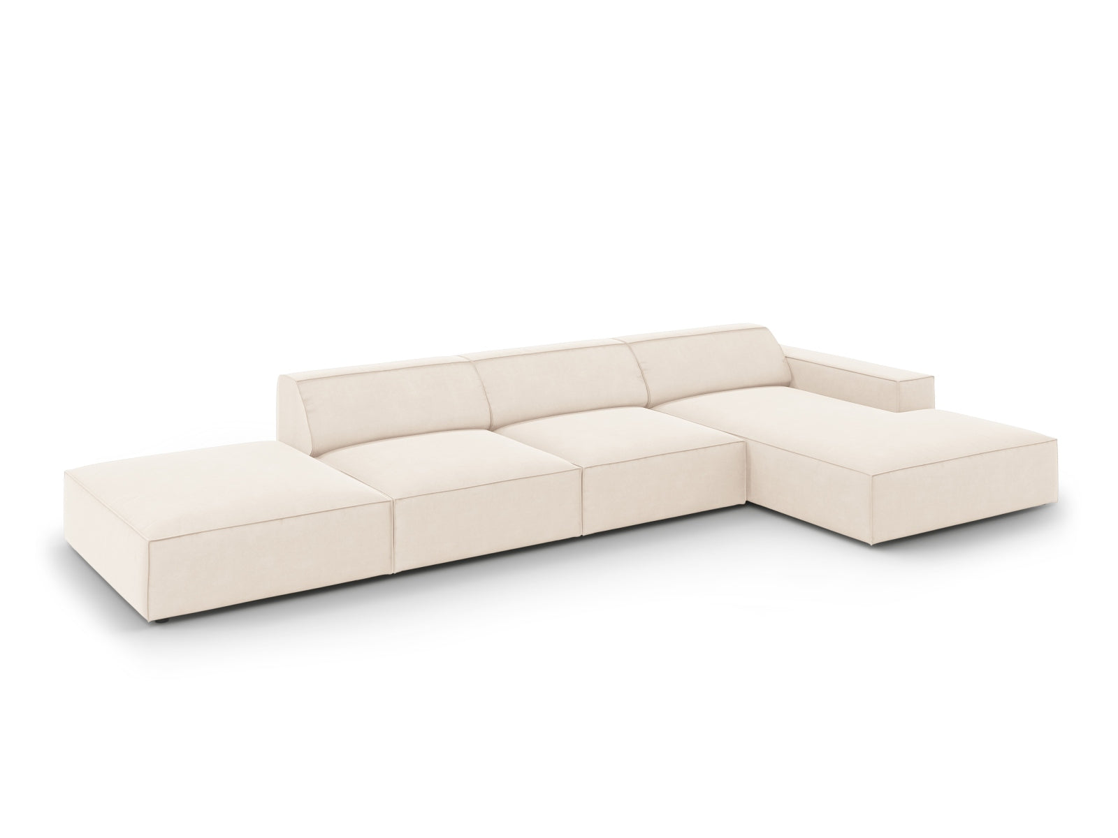 Modulares Ecksofa Jodie in sanftem Beige, 5-Sitzer, perfekt für moderne Wohnzimmer, bietet Komfort und Stil von Micadoni.