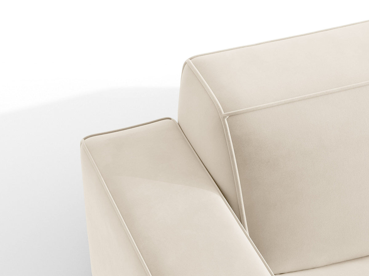 Modulares Ecksofa Jodie von Micadoni mit Stoffbezug, Holzrahmen und niedrigen schwarzen Beinen