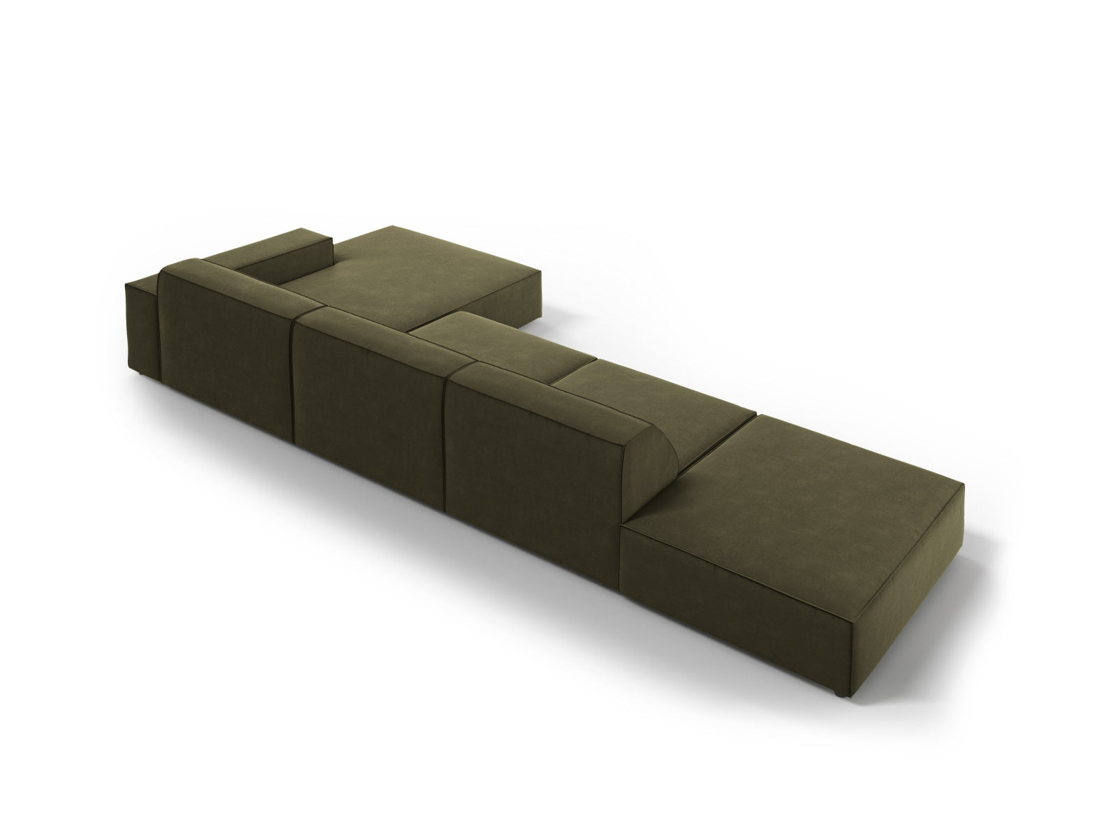 Modulares Jodie Velour Ecksofa in edlem Grün-Blau, 5-Sitzer, perfekt für moderne Wohnkonzepte und gemütliche Zusammenkünfte.