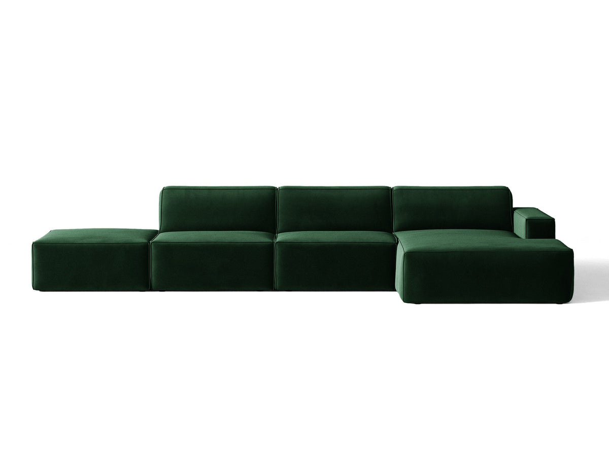 Modulares Ecksofa Jodie von Micadoni mit Stoffbezug, Holzrahmen und niedrigen schwarzen Beinen