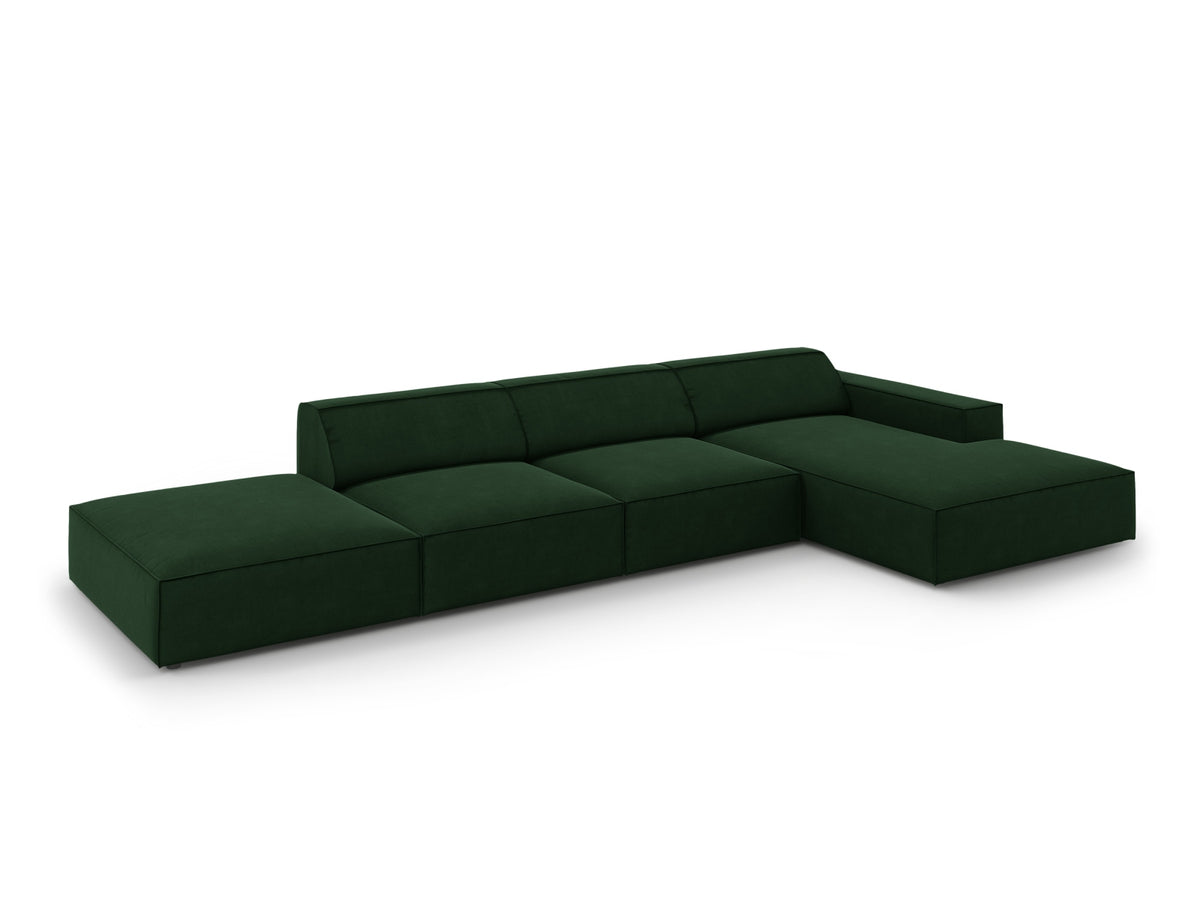 Jodie Velour modulares Ecksofa rechts 5 Sitzer in Bottle Green-Bluvel präsentiert im Onlineshop von KAQTU Design AG. L-Sofa rechts ist von Micadoni