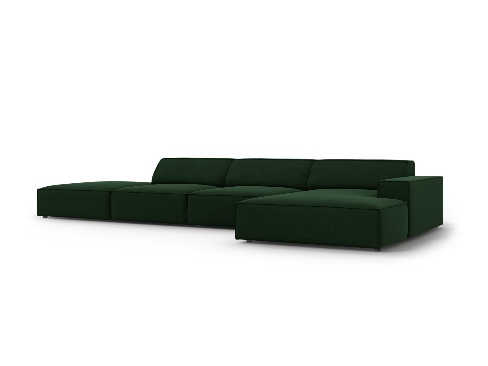Elegantes, modulares Ecksofa Jodie in luxuriösem Bottle Green, 5-Sitzer, ideal für stilvolle und einladende Wohnräume.