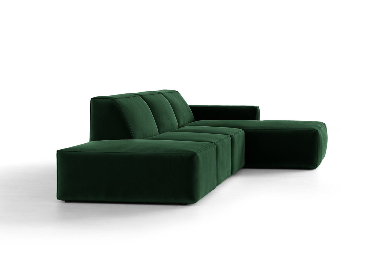 Modulares Ecksofa Jodie von Micadoni mit Stoffbezug, Holzrahmen und niedrigen schwarzen Beinen