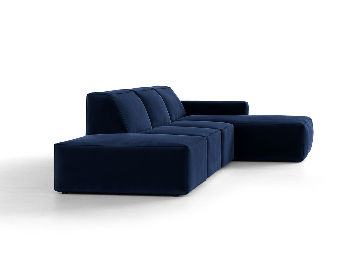 Modulares Ecksofa Jodie von Micadoni mit Stoffbezug, Holzrahmen und niedrigen schwarzen Beinen
